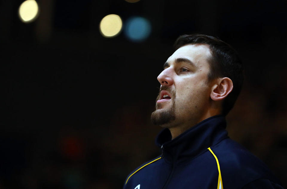 Andrew Bogut might have to sleep standing up at the Olympics. (Robert Cianflone/Getty Images)