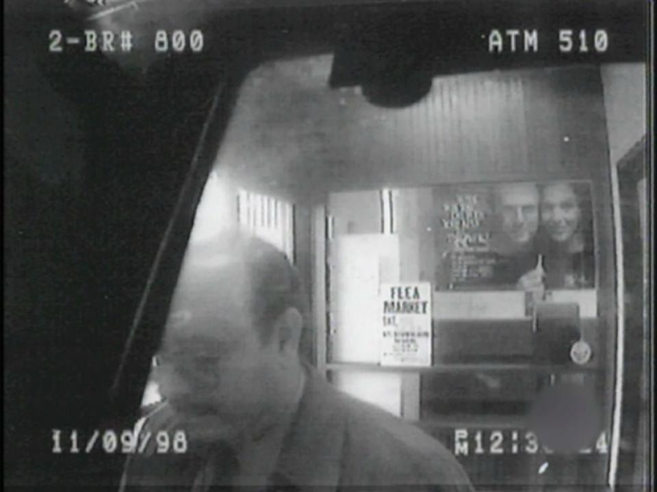 a still from security tape showing John Ruffo using an ATM in New York City in 1998