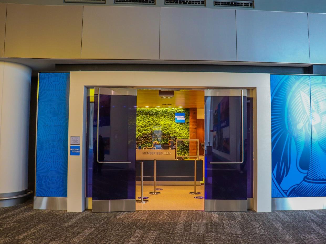 The entrance to the American Express Centurion Lounge at LaGuardia Airport — Amex Centurion Lounge LaGuardia Airport