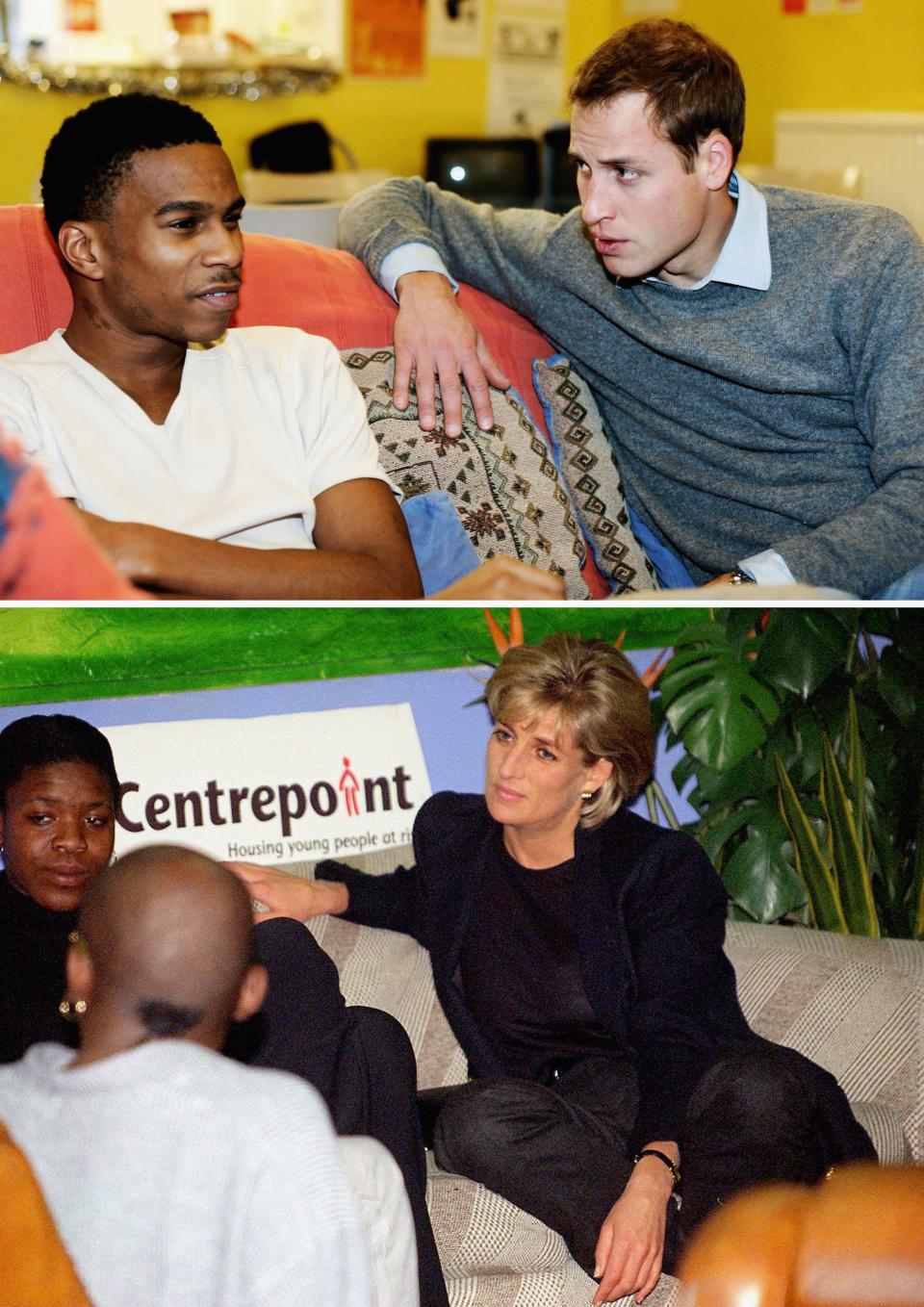 Prince William  took over as patron of Centre Point from his mother, Diana, and even spend a night rough sleeping to raise awareness for the cause in 2005. (Getty Images)