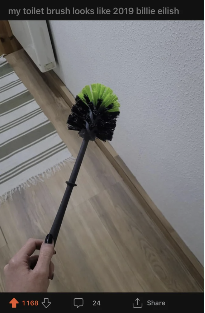 "My toilet brush looks like 2019 Billie Eilish"