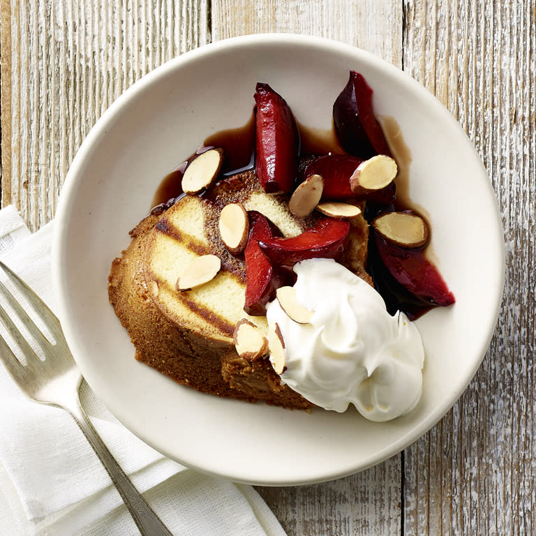 Grilled Pound Cake with Brandied Red Plums