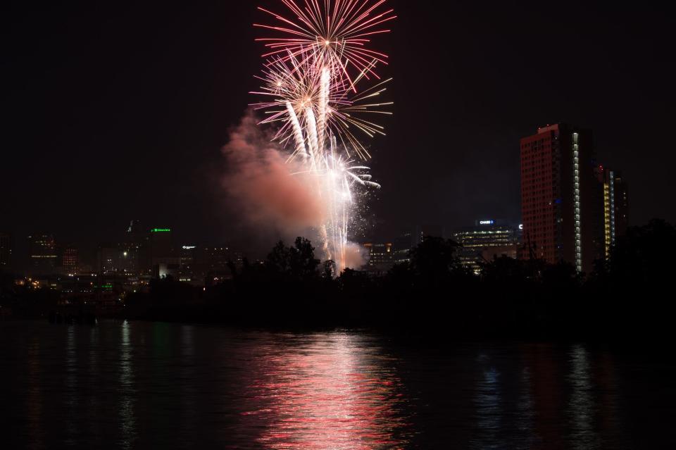 Firework at the riverfront in downtown Wilmington.