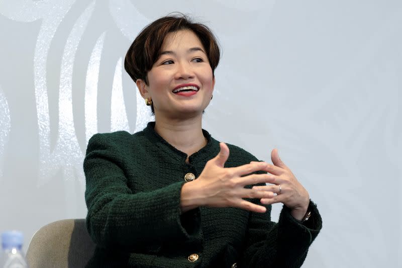 EDB Managing Director Jacqueline Poh speaks during a Reuters Newsmaker event in Singapore