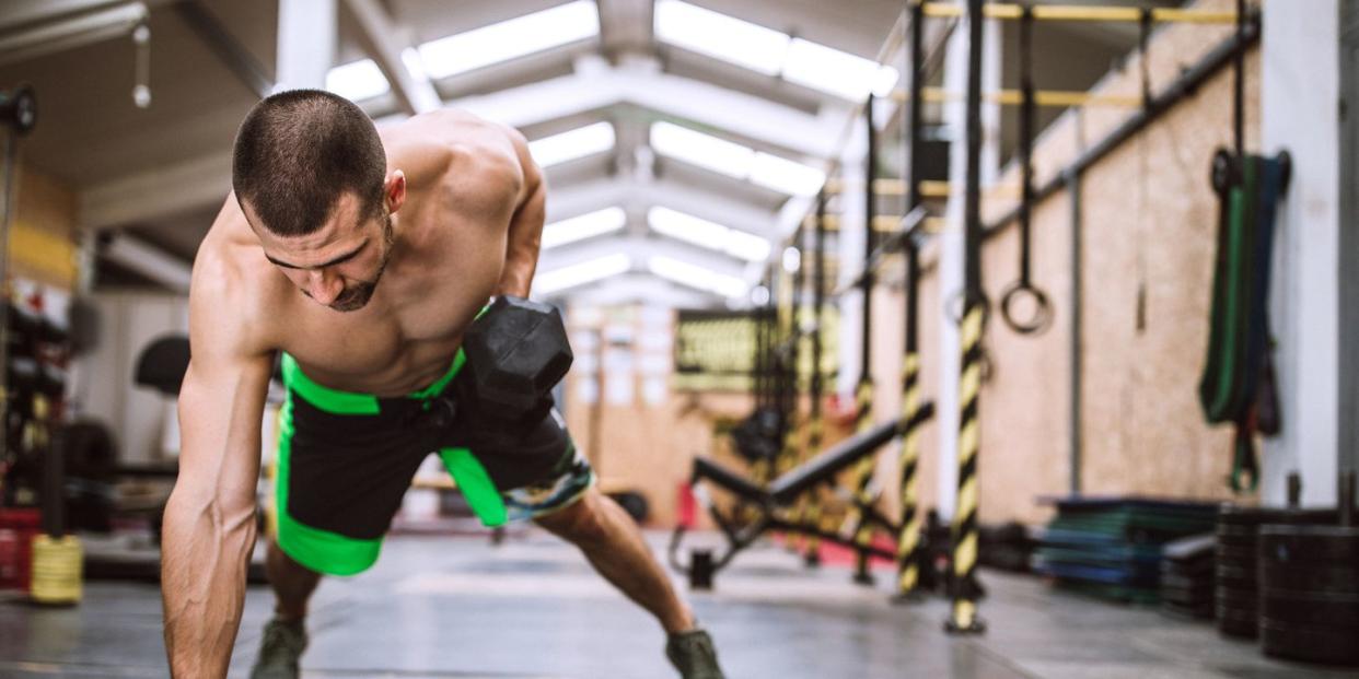 focused on his workout