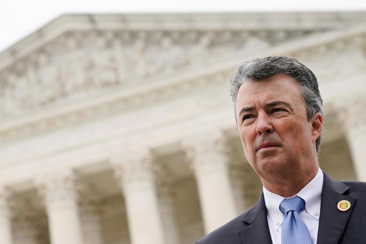 <span>The Alabama attorney general, Steve Marshall, outside the US supreme court on 4 October 2022.</span><span>Photograph: Patrick Semansky/AP</span>