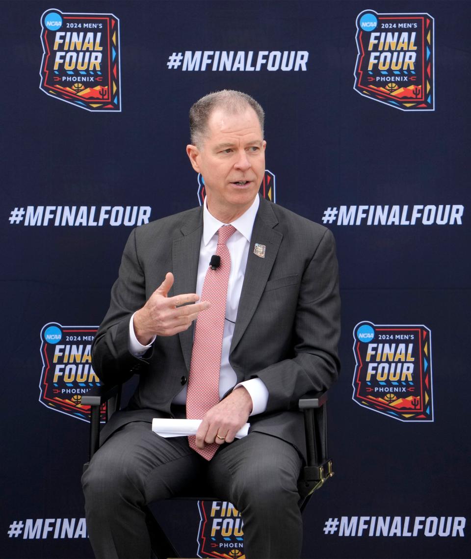 Dan Gavitt, NCAA senior vice president of basketball, during a news conference for the 2024 NCAA Men's Final Four at Eastlake Community Center in Phoenix on Nov. 17, 2024.