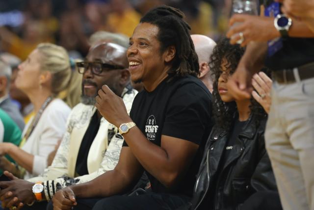 Blue Ivy's Nike Dunk Outfit & Jay-Z at 2022 NBA Finals Game