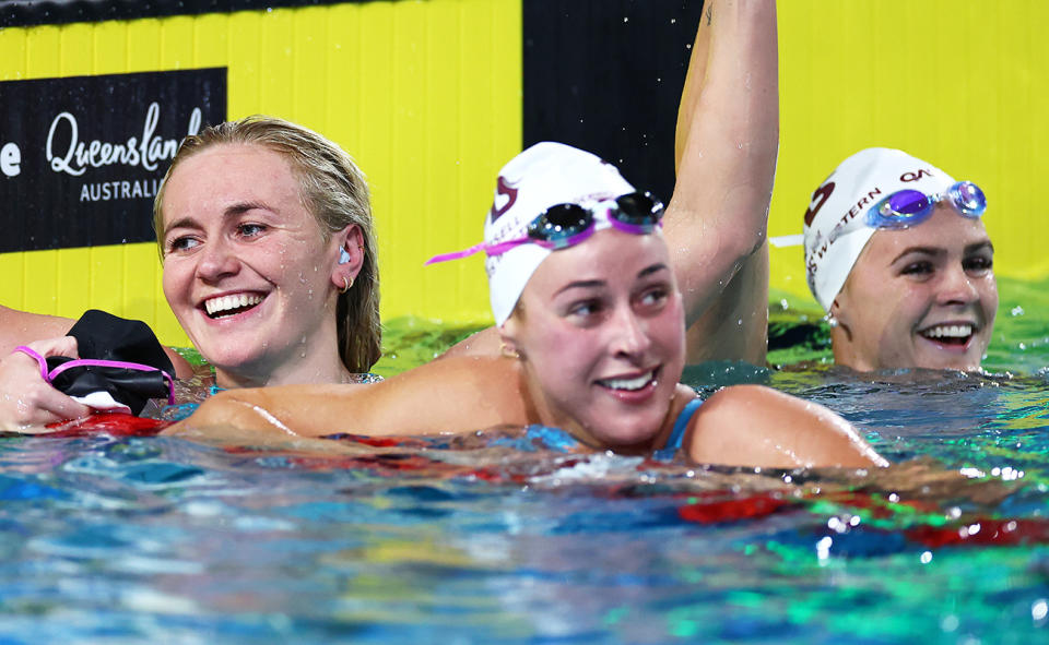 Ariarne Titmus, Brianna Throssell and Shayna Jack.