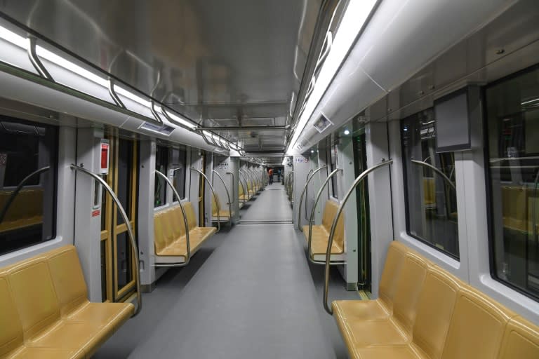 A driverless train on the new metro line that connects Uskudar station with Umraniye in Istanbul