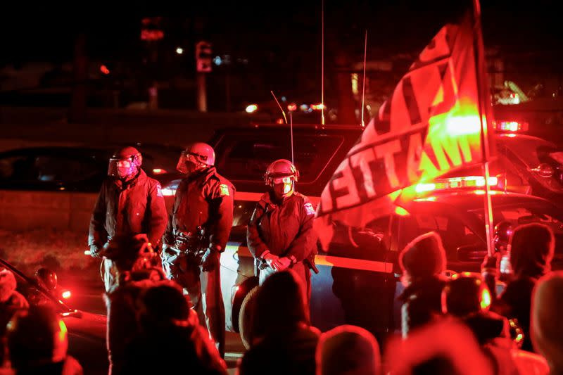 Protestors march on Interstate 490 after the New York grand jury voted not to indict officers in Prude's death