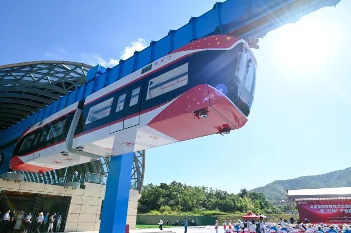 China's Red Rail, said to be the world's first maglev air train