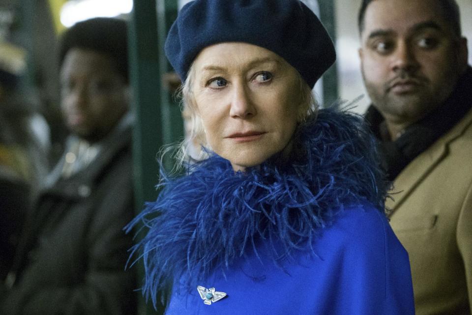 This image released by Warner Bros. Pictures shows Helen Mirren in a scene from "Collateral Beauty." (Barry Wetcher/Warner Bros. via AP)
