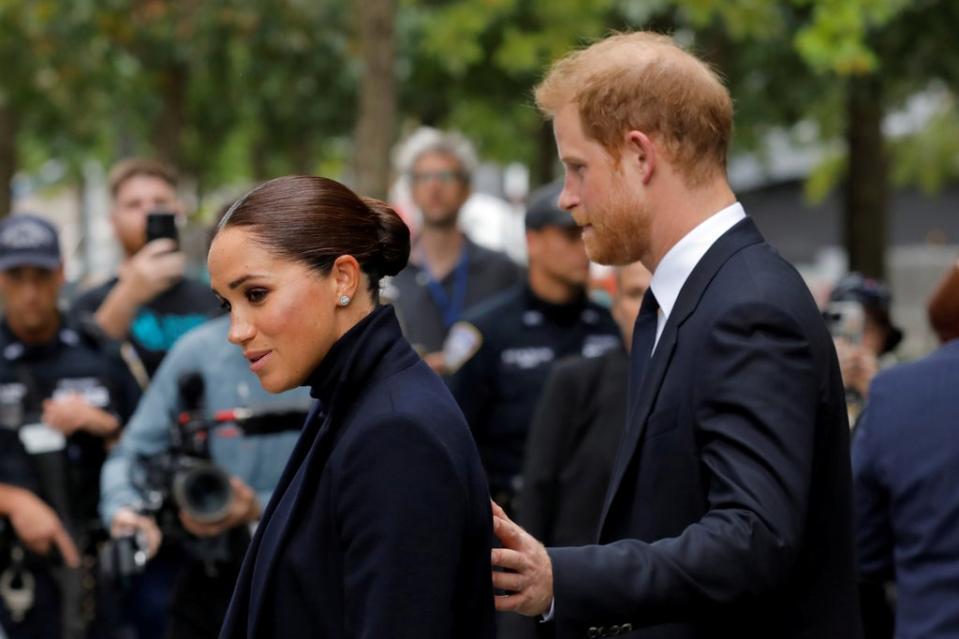 Meghan and Harry visit the 9/11 Memorial in Manhattan (REUTERS)