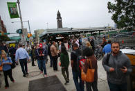 <p>Commuters gather at New Jersey Transit’s rail station in Hoboken, New Jersey September 29, 2016. (Kena Betancur/AFP/Getty Images) </p>