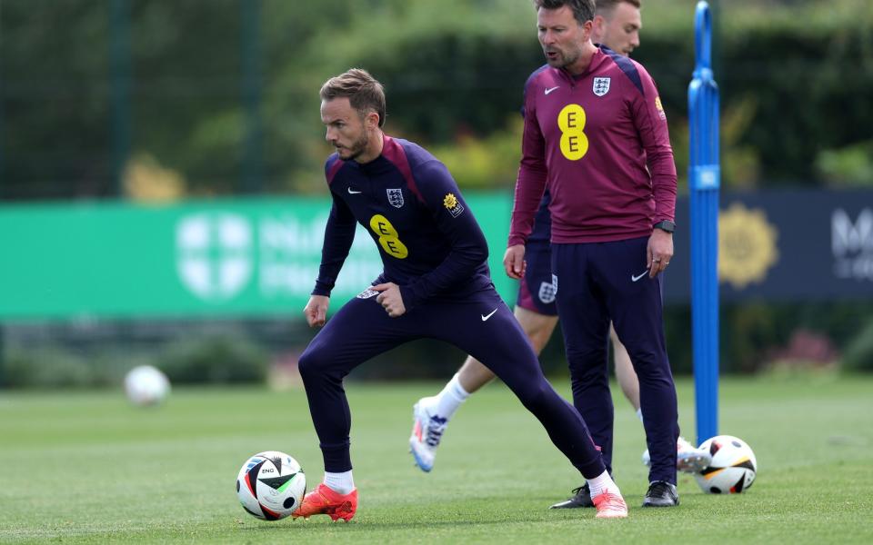 James Maddison in England training before he was cut from the squad