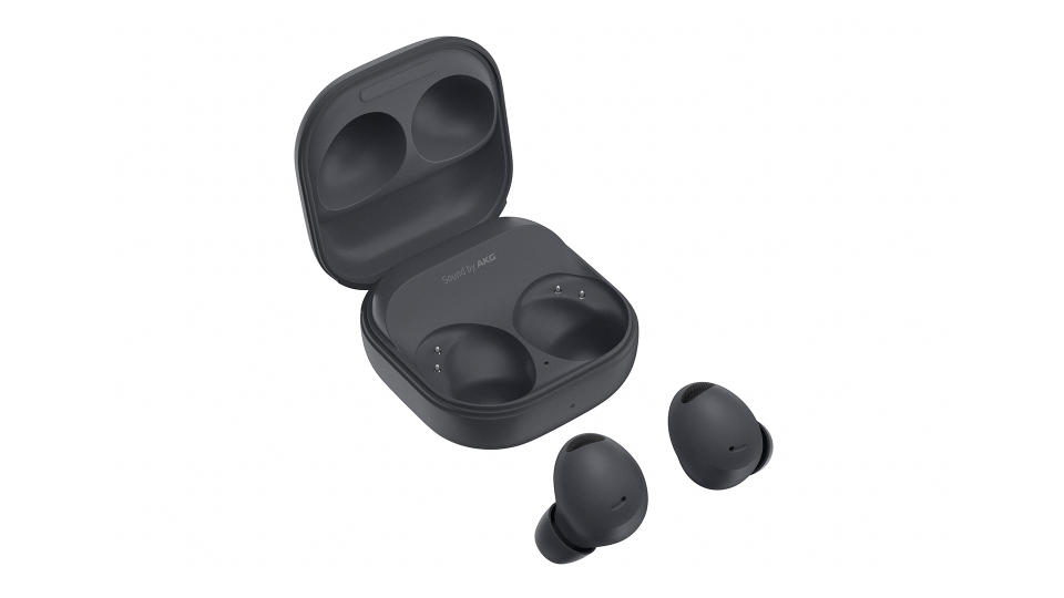 Samsung Galaxy Buds 2 Pro case and earbuds in black