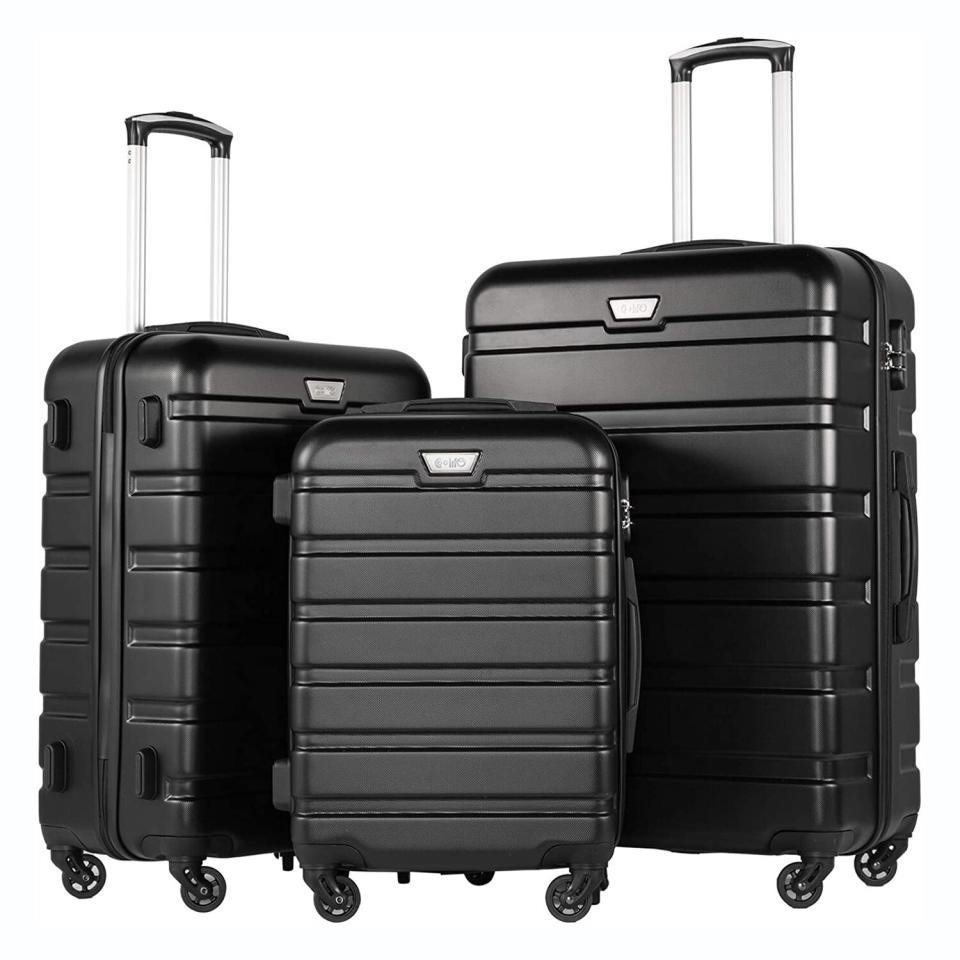 COOLIFE Luggage 3 Piece Set in Black