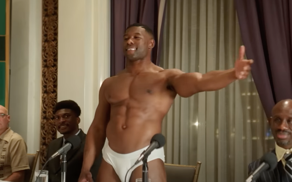 Trevante Rhodes plays boxing legend Mike Tyson in <i>Mike</i>. (Hulu)