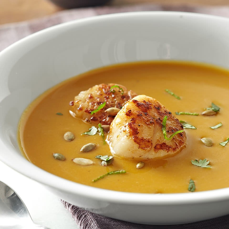 Coconut Squash Soup with Seared Scallops