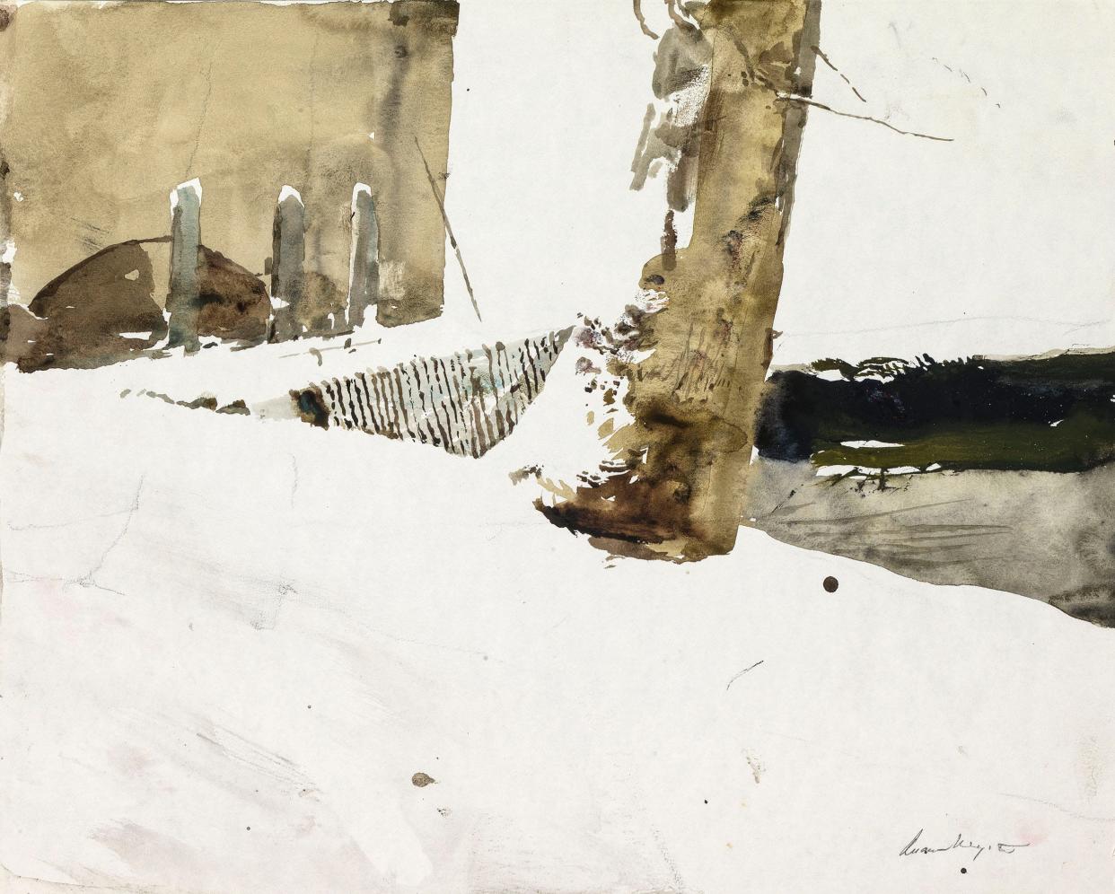 Andrew Wyeth. Untitled, 1986. Watercolor on paper, B3150. Unframed: 11 x 14 in. Collection of the Wyeth Foundation for American Art.