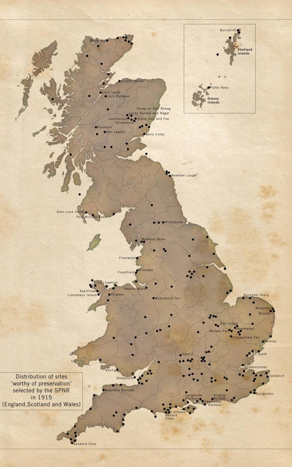 Rothschild's list of the 284 sites in Britain he deemed 