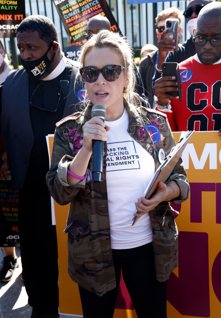 Alyssa Milano protesting