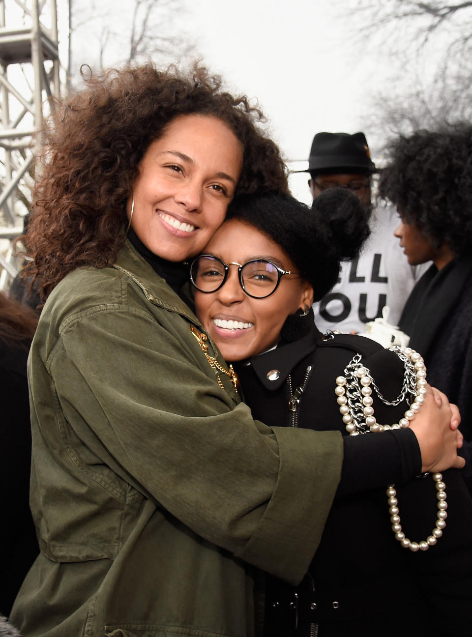 Alicia Keys and Janelle Monae attend the rally at the Women's March on Washington, DC.