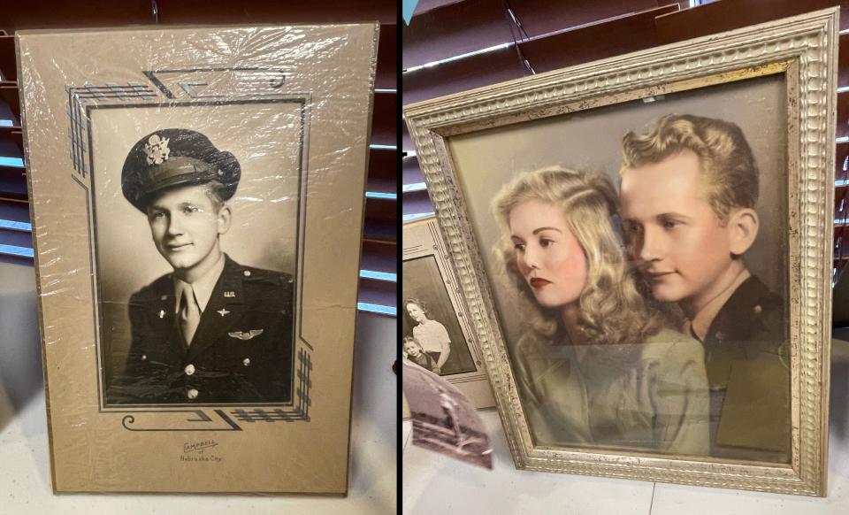 Family photos show World War II veteran and retired Army Air Corps pilot Donald Roser and his late wife Terry. Roser celebrated his 99th birthday on Saturday in Apple Valley.