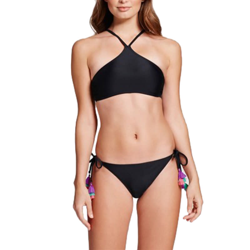 <p><a rel="nofollow noopener" href="http://rstyle.me/n/ciqnc2jduw" target="_blank" data-ylk="slk:Xhilaration Tassel High Neck Bikini Top, $18;elm:context_link;itc:0;sec:content-canvas" class="link ">Xhilaration Tassel High Neck Bikini Top, $18</a></p> <p><a rel="nofollow noopener" href="http://rstyle.me/n/ciqndzjduw" target="_blank" data-ylk="slk:Xhilaration Tassel String Bikini Bottom, $18;elm:context_link;itc:0;sec:content-canvas" class="link ">Xhilaration Tassel String Bikini Bottom, $18</a></p>