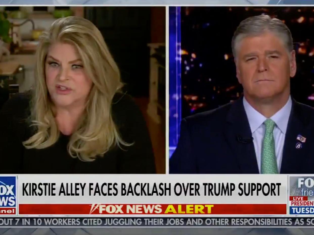 Kirstie Alley during her appearance on Sean Hannity’s Fox News show (Fox News)