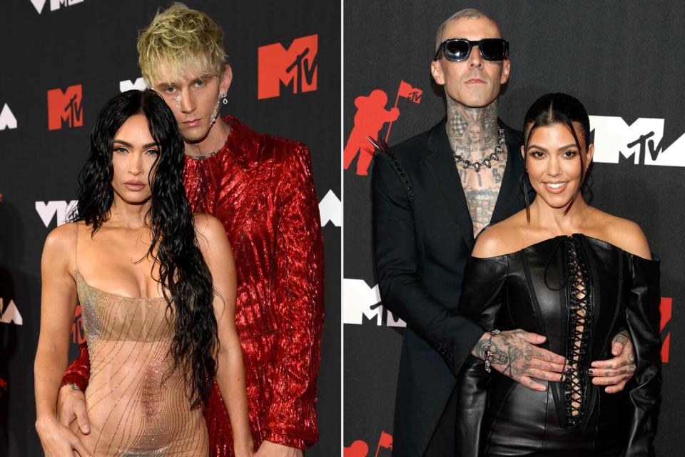 megan fox and mgk/ kourtney kardashian and travis barker