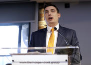 Gavin Shuker speaks during a press conference to announce the new political party, The Independent Group, in London, Monday, Feb. 18, 2019. Seven British Members of Parliament say they are quitting the main opposition Labour Party over its approach to issues including Brexit and anti-Semitism. Many Labour MPs are unhappy with the party's direction under leader Jeremy Corbyn, a veteran socialist who took charge in 2015 with strong grass-roots backing. (AP Photo/Kirsty Wigglesworth)