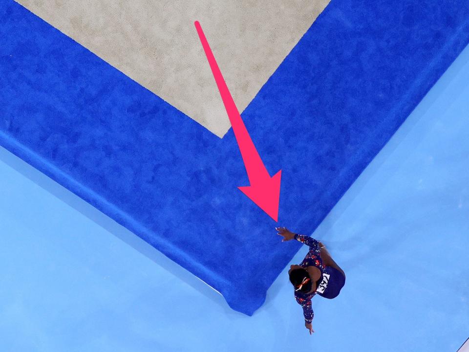 Simone Biles Olympic qualifying floor.