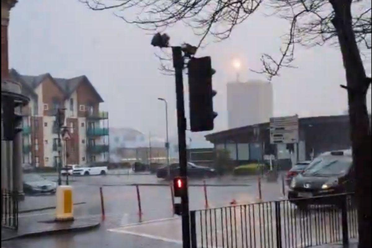 Watch the moment lightning hit Chartist Tower in Newport <i>(Image: David Watts)</i>