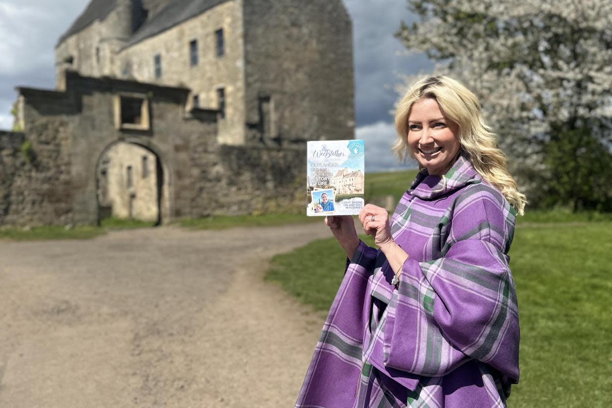 Amy McCusker is pictured with the special Outlander edition of The Wee Blether <i>(Image: WeeBox)</i>