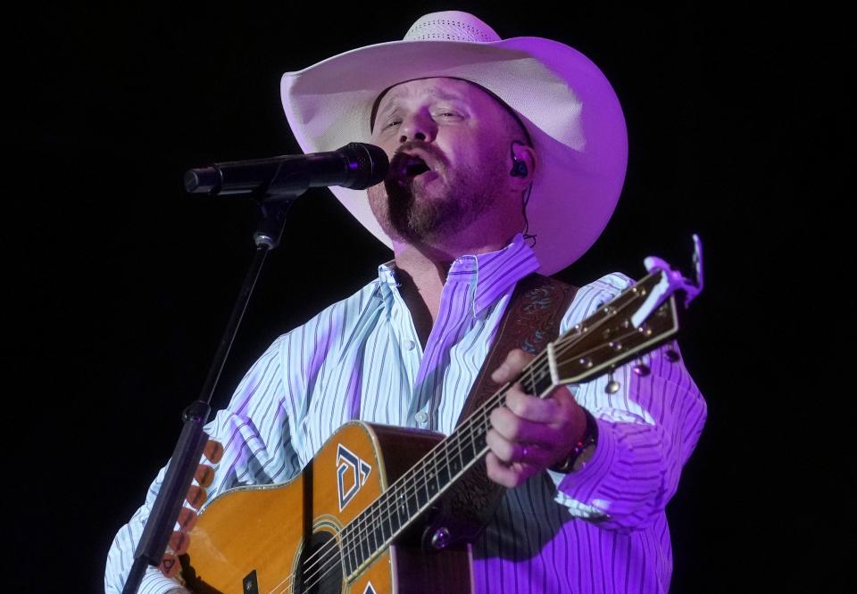 Cody Johnson performs with his band at Country Thunder Music Festival in Florence on April 15, 2023.