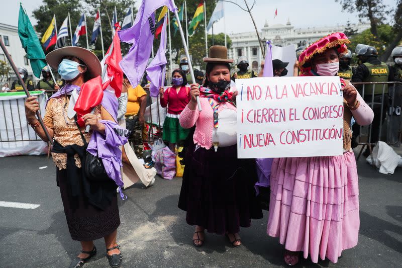 Protests in favour and against Castillo erupt in Peru as members of Congress consider impeachment, in Lima