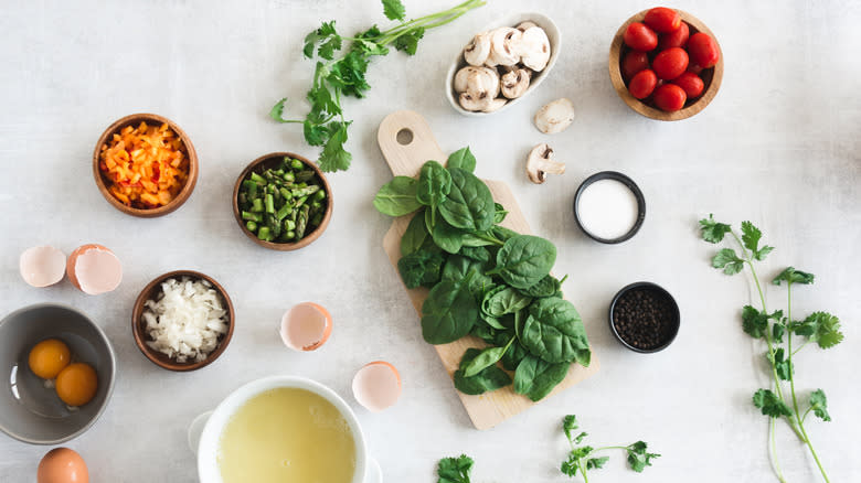 Fresh ingredients on worktop 