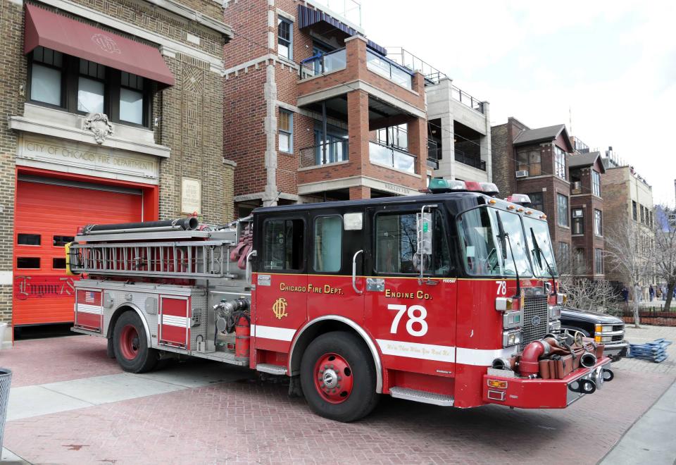 A general view of a Chicago Fire Department station across the street from Wrigley Field.