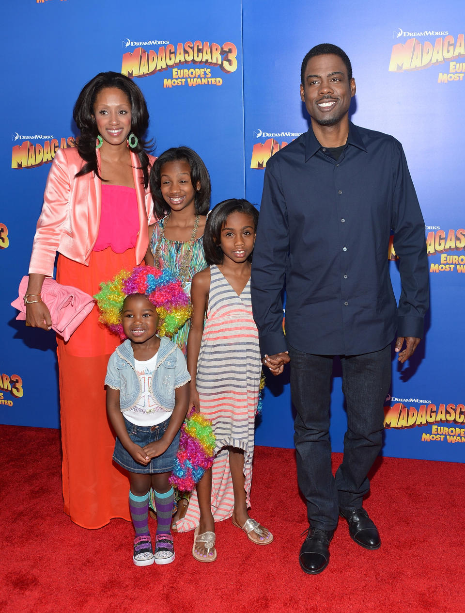 NEW YORK, NY - JUNE 07: (L-R) Malaak Compton-Rock, Lola Simone Rock, Zahra Savannah Rock and Chris Rock attend the "Madagascar 3: Europe's Most Wanted" New York Premier at Ziegfeld Theatre on June 7, 2012 in New York City. (Photo by Mike Coppola/Getty Images)