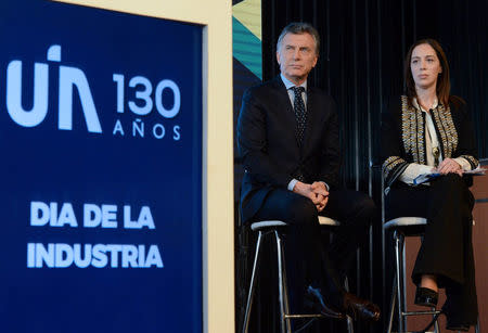 Argentina's President Mauricio Macri and Buenos Aires province governor Maria Eugenia Vidal attend a ceremony to celebrate Industry Day, organized by the Argentine Industrial Union, in Pilar, Argentina August 31, 2017. Argentine Presidency/Handout via REUTERS