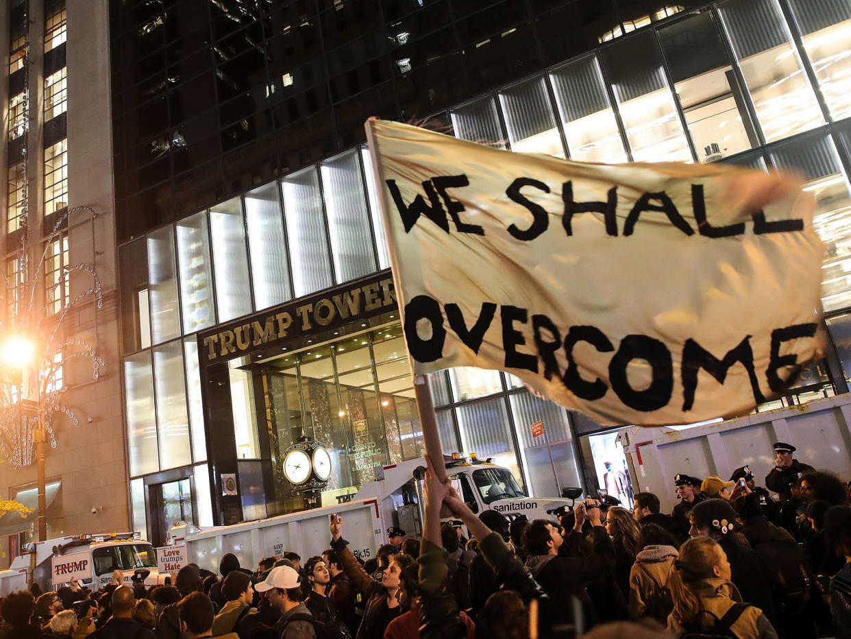 An earlier protest outside Trump Tower in Manhattan: Getty Images