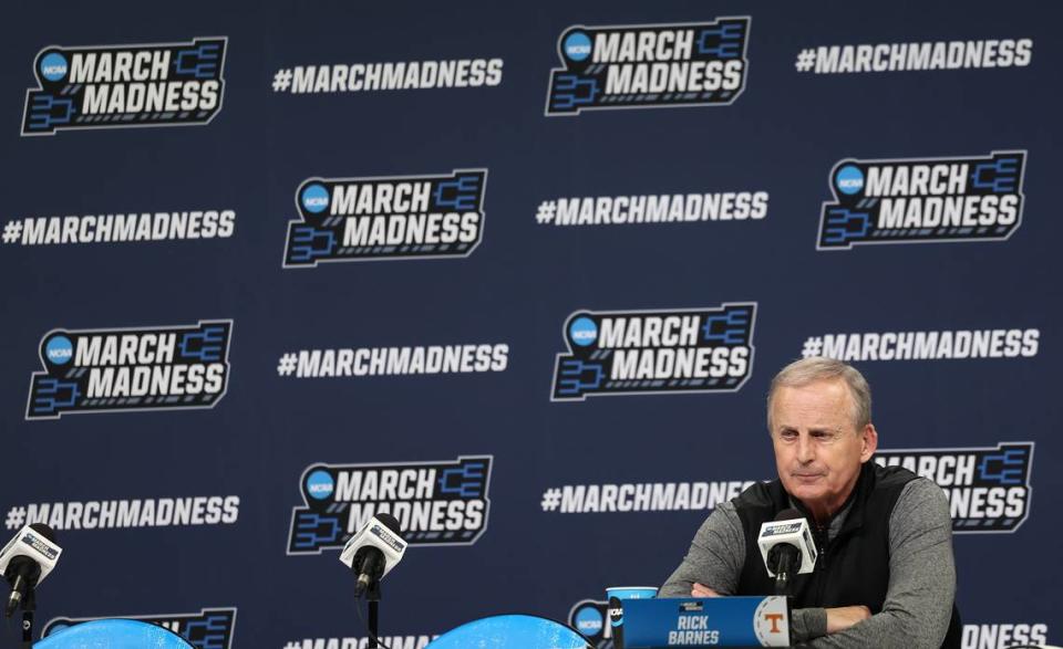 Tennessee Volunteers head basketball coach Rick Barnes answers questions from the media prior to the team’s practice for the 2024 NCAA Men’s Basketball First/Second Rounds at Spectrum Center in Charlotte, NC on Wednesday, March 20, 2024. Games for the tournament begin on Thursday, March 21, 2024 and conclude on Saturday, March 23, 2024. JEFF SINER/jsiner@charlotteobserver.com