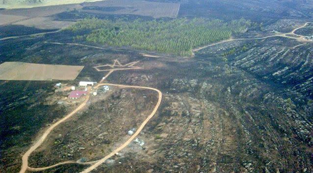 A view of the Rockleigh fireground from the 7News chopper. Photo: @RoscoeWhalan7.