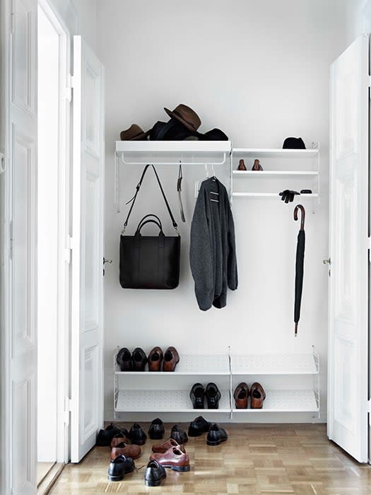 Nest hallway shelving system