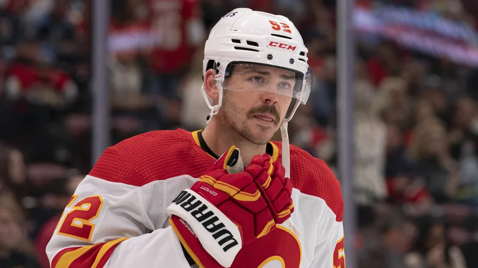 MacKenzie Weegar is in his first year with the Flames after a trade from the Panthers in the NHL offseason. (Photo by Jason Mowry/Icon Sportswire via Getty Images)