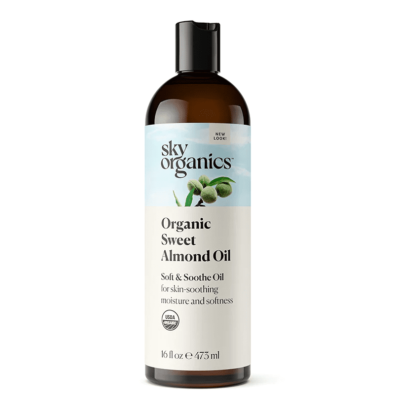 bottle of the organic sweet almond oil