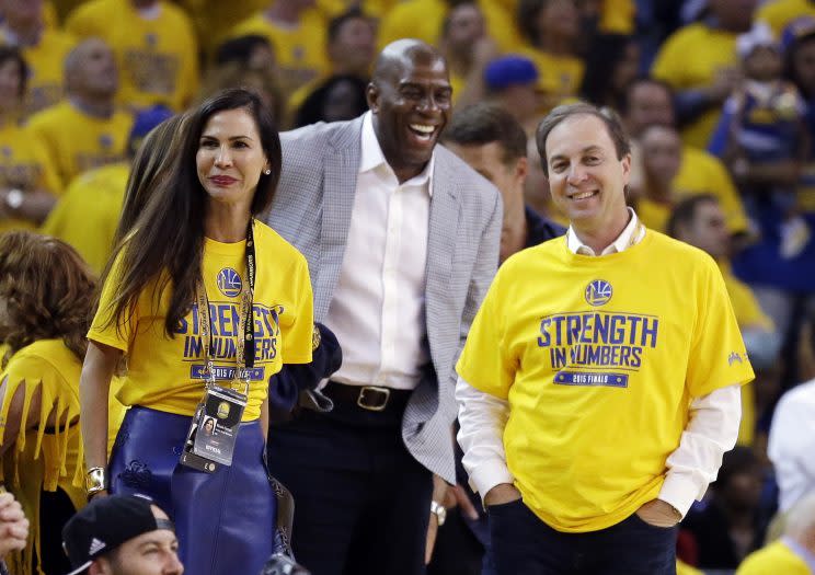 Magic Johnson finds something about the Warriors laughable. (AP)