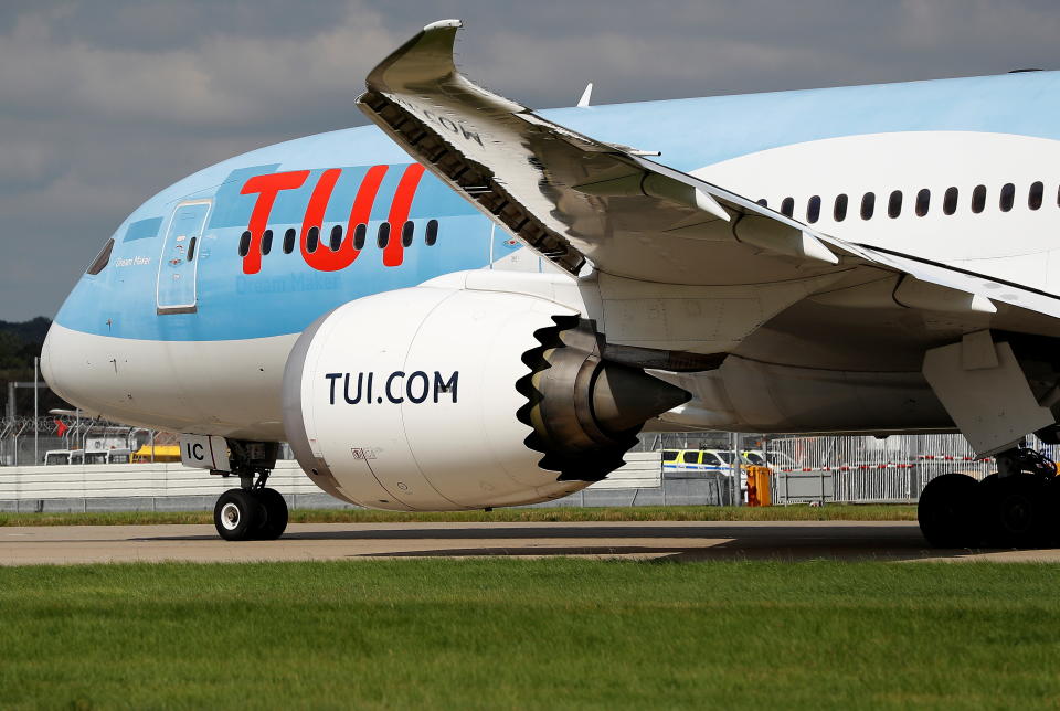 A Boeing 787 of the travel company TUI taxis close to the northern runway at Gatwick Airport in Crawley, Britain, August 25, 2021.  REUTERS/Peter Nicholls